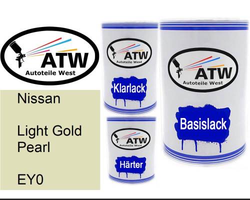 Nissan, Light Gold Pearl, EY0: 500ml Lackdose + 500ml Klarlack + 250ml Härter - Set, von ATW Autoteile West.